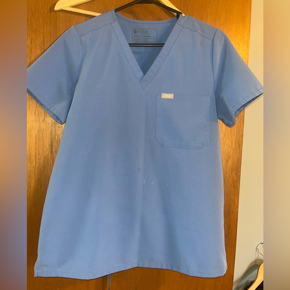 Figs Catarina one pocket scrub top - ceil blue - small